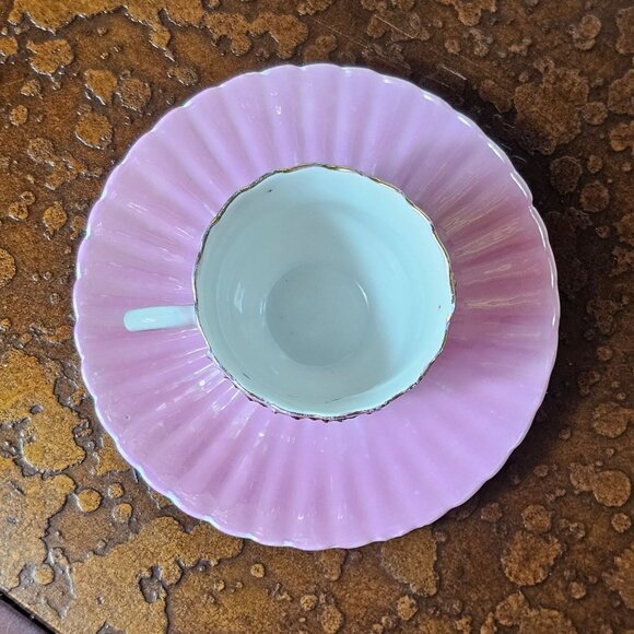 Antique Germany China "Forget Me Not" Pink Porcelain Teacup Saucer Demitasse - Picture 5 of 13